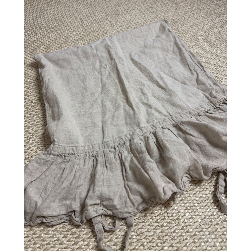 Linen Ruffle Pillowcase Set Oatmeal flax Cottagecore Farmhouse Shams with Ties